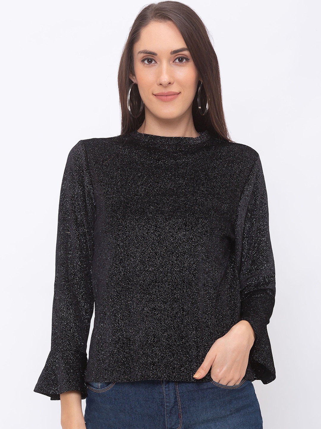 

Globus Women Black Printed Embellished Top