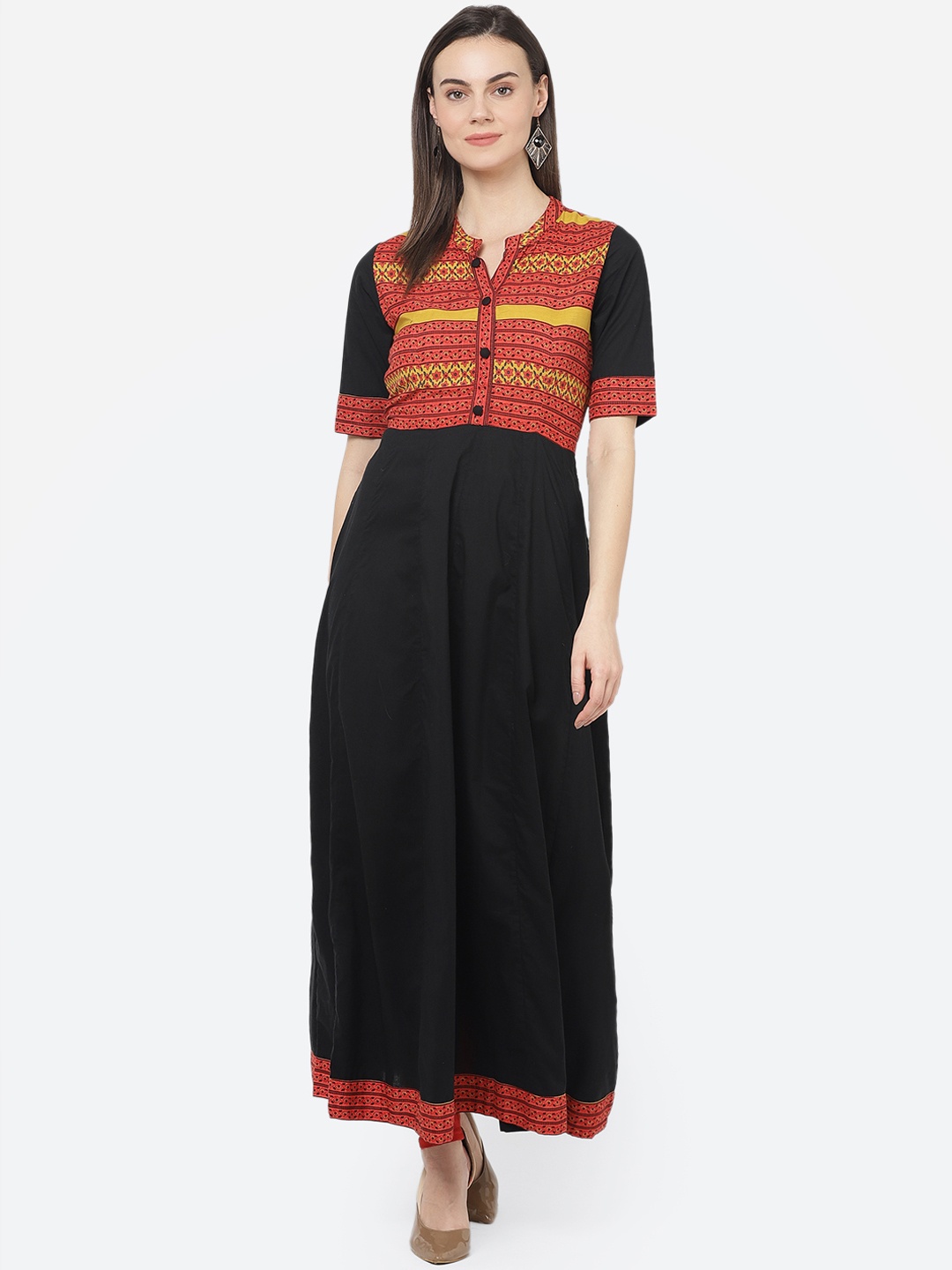 

aayusika Women Black Yoke Design Anarkali Kurta