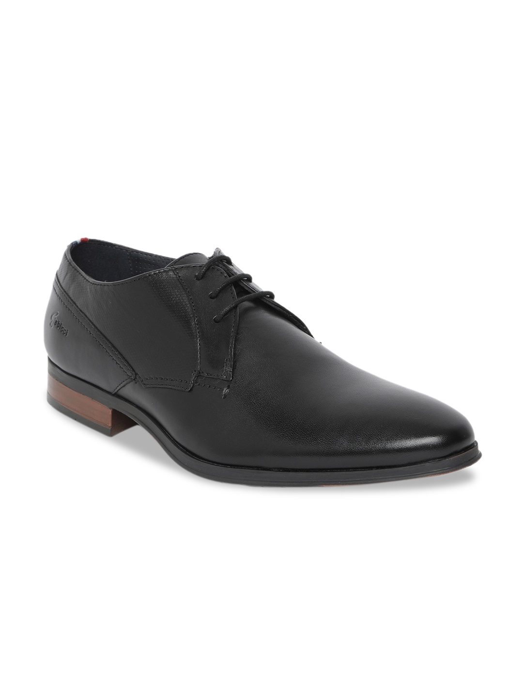 GABICCI Men Black Solid Leather Lee Punch Formal Derbys
