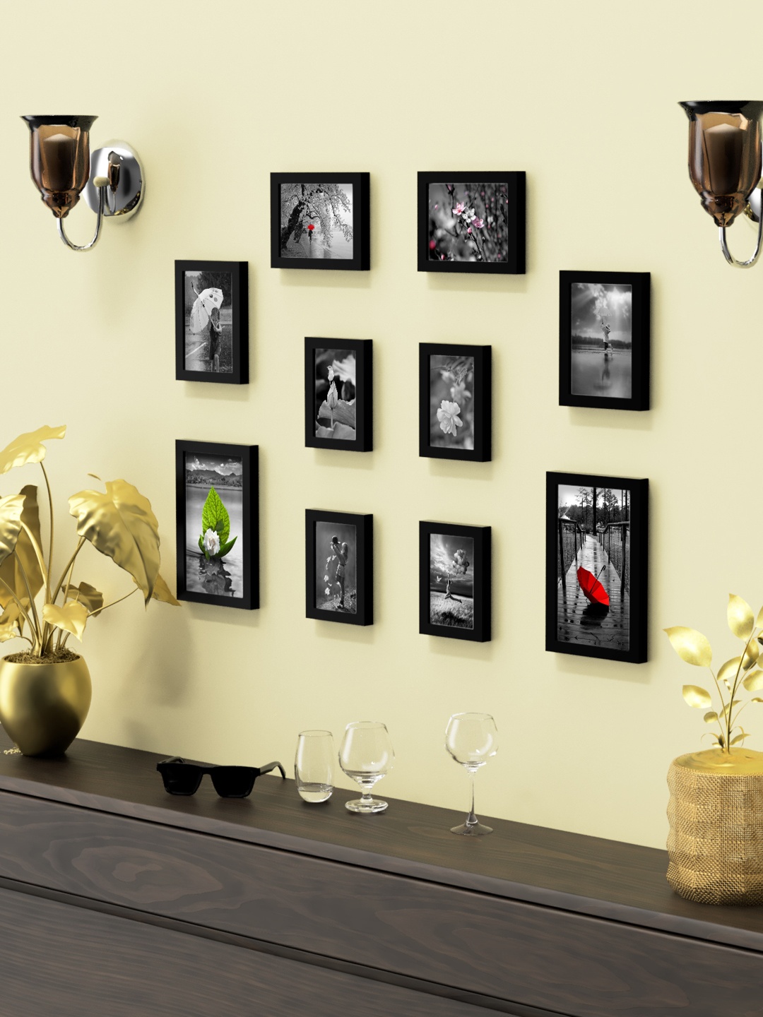 

Aura Set Of 10 Black Solid New Synthetic Collage Photo Frames