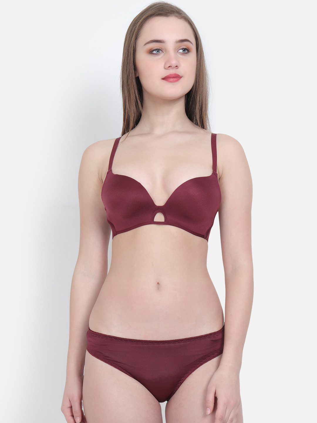 

Lebami Women Maroon Solid Lingerie Set 051_32