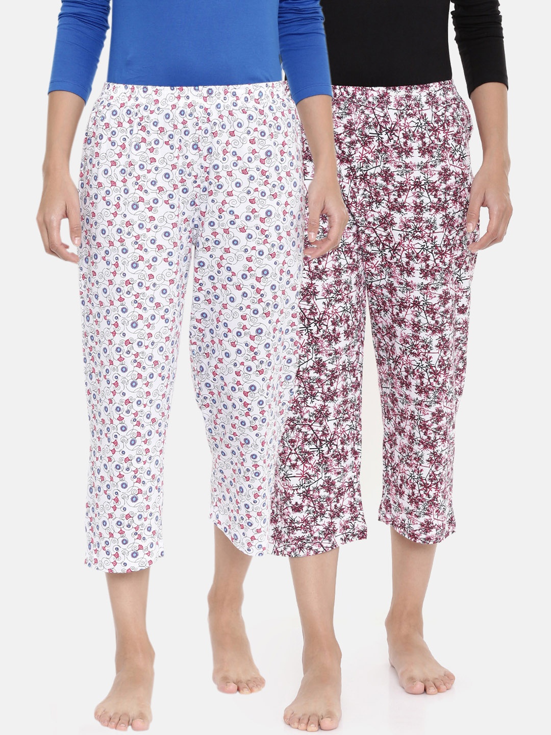 

zebu Women Pack of 2 Multicoloured Printed Regular Fit Capris, Multi