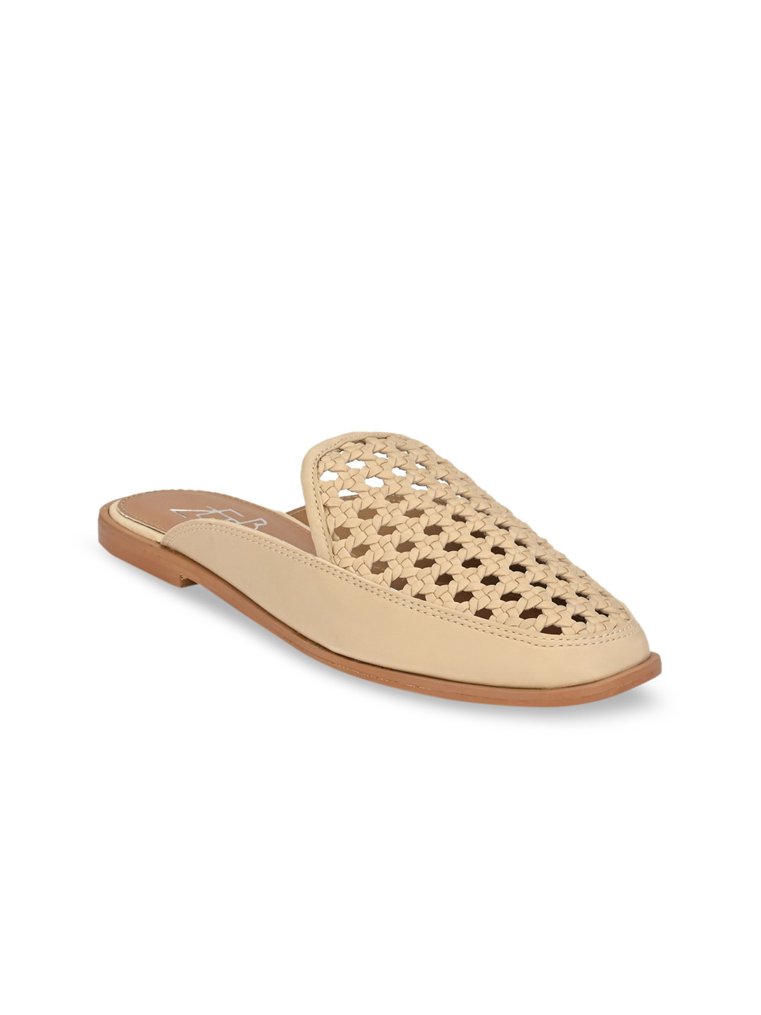 

Zebba Women Cream-Coloured Woven Design Mules