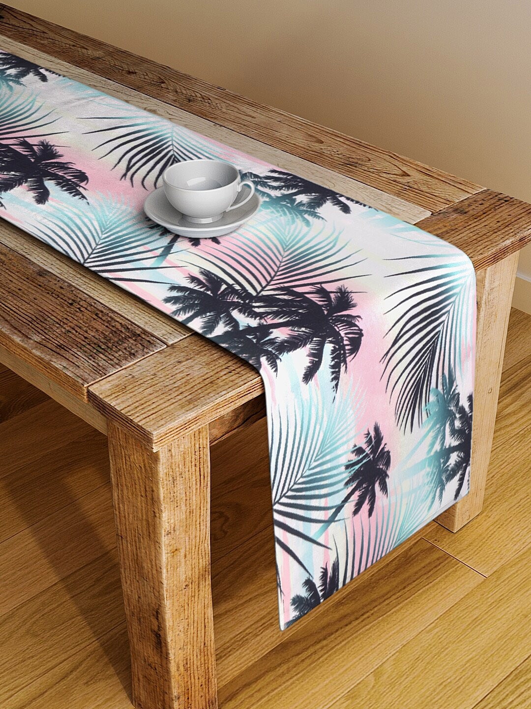 

Alina decor Pink & Black Floral Printed Table Runner