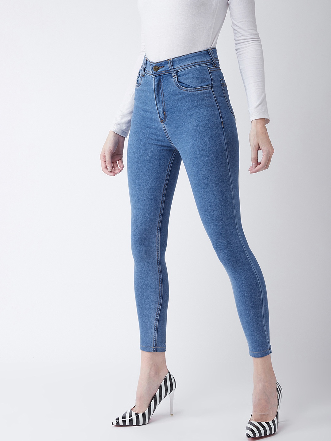

Miss Chase Women Blue Super Skinny Fit High-Rise Clean Look Jeans