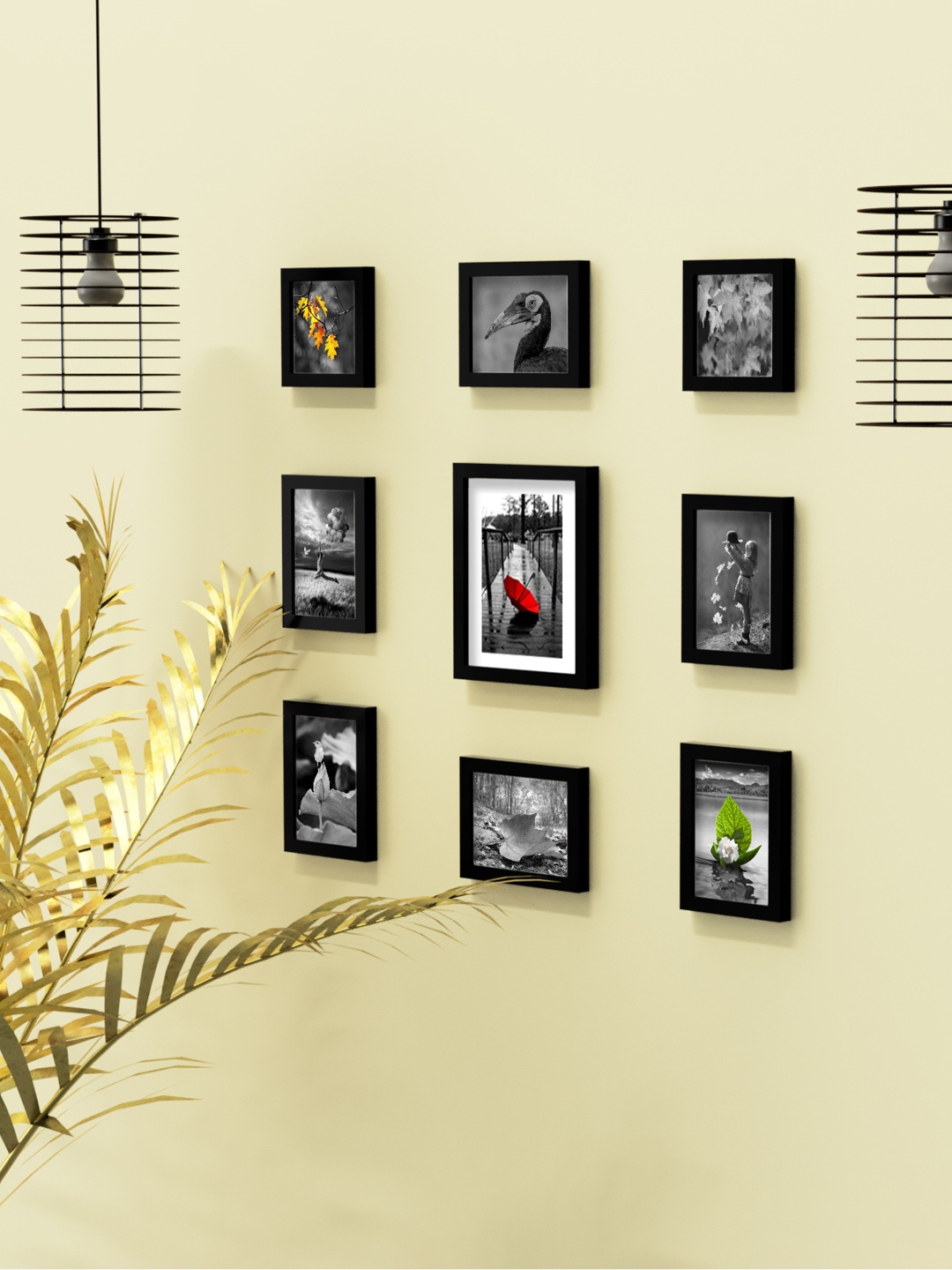 Aura Set Of 9 Black Solid Collage Photo Frames