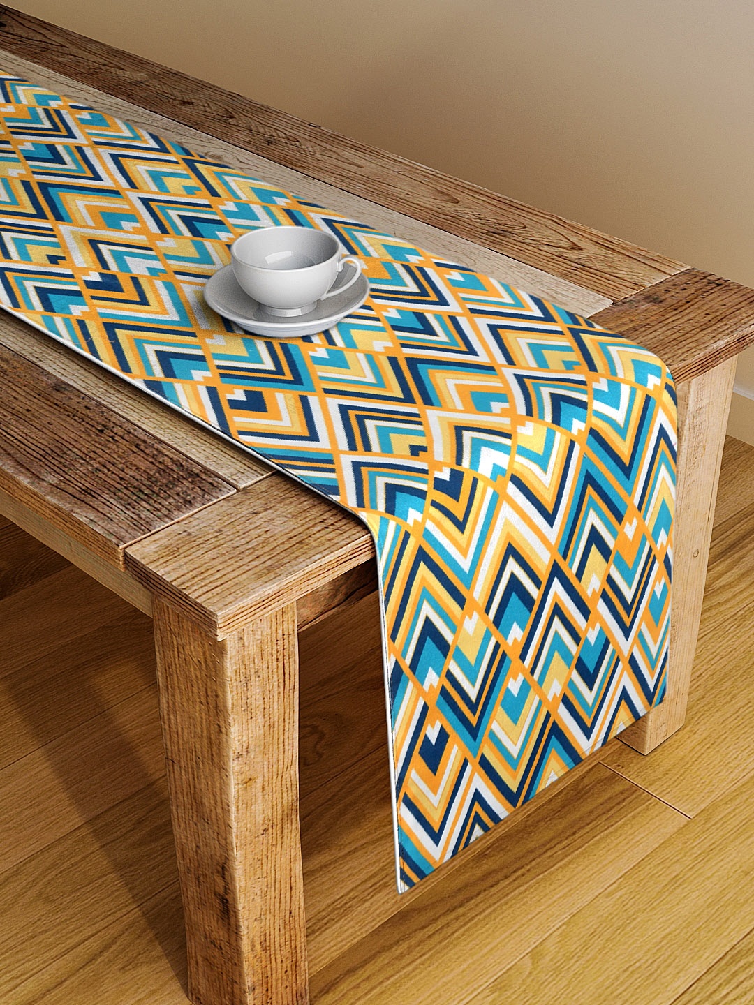 

Alina decor Yellow & Blue Geometric Digital Printed Table Runner