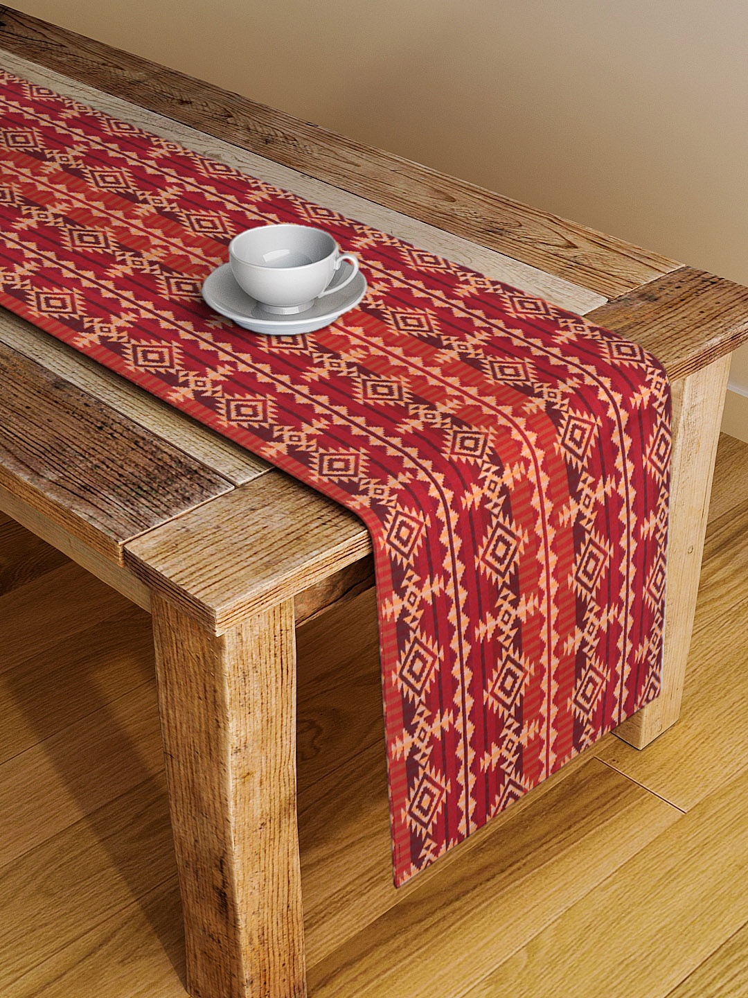 Alina decor Brown & Red Digital Printed Table Runner