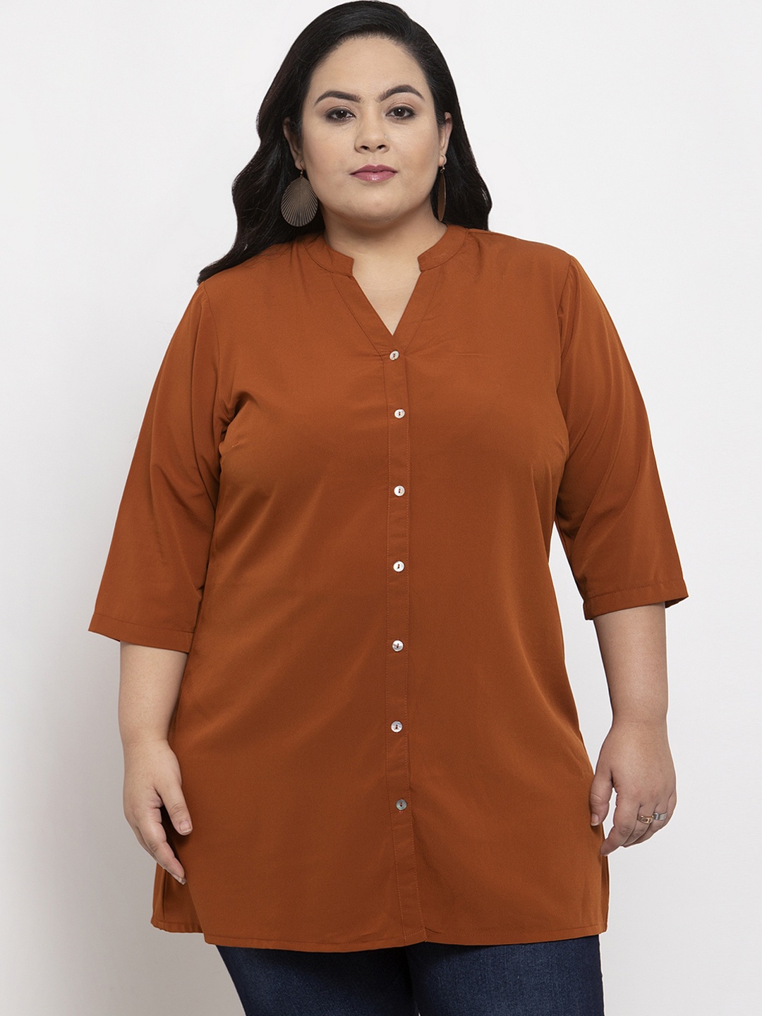 

plusS Women Brown Solid Tunic