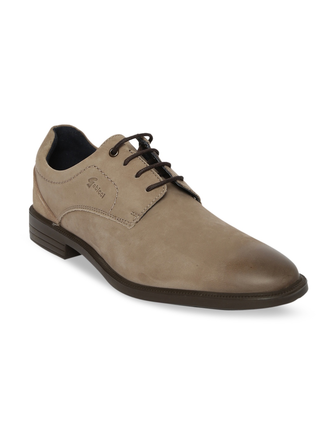 

GABICCI Men Taupe Solid Leather Derbys