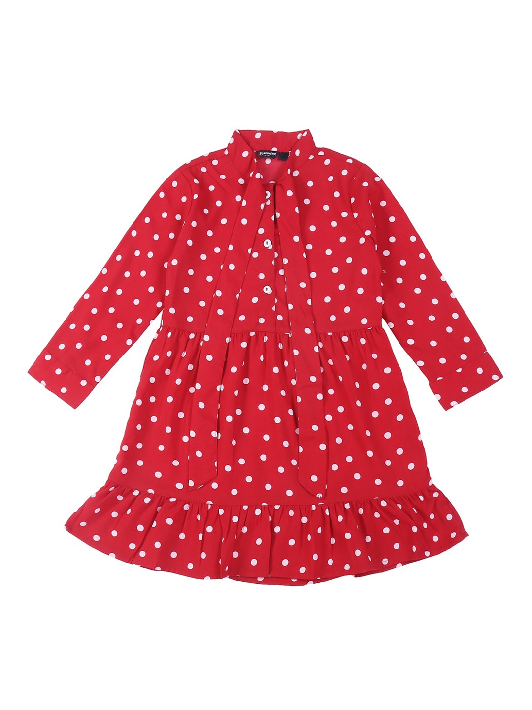 Style Quotient Girls Red & White Printed Shirt Dress