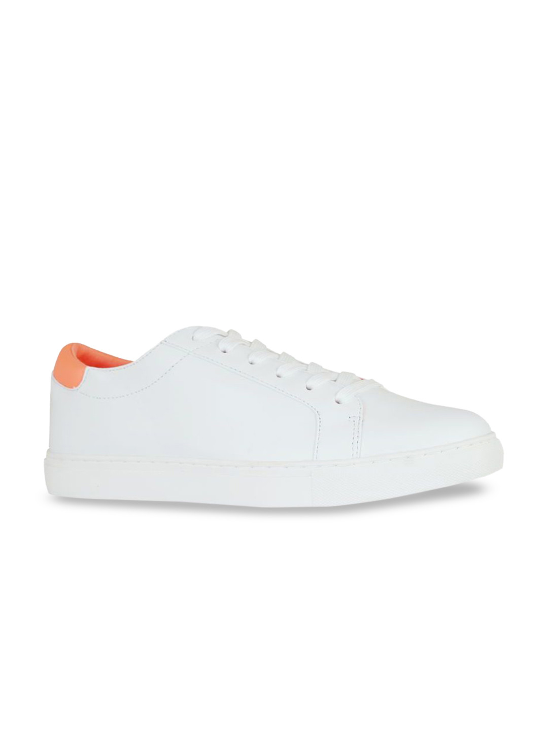 

Kenneth Cole Women White & Orange Colourblocked Leather Lightweight Sneakers