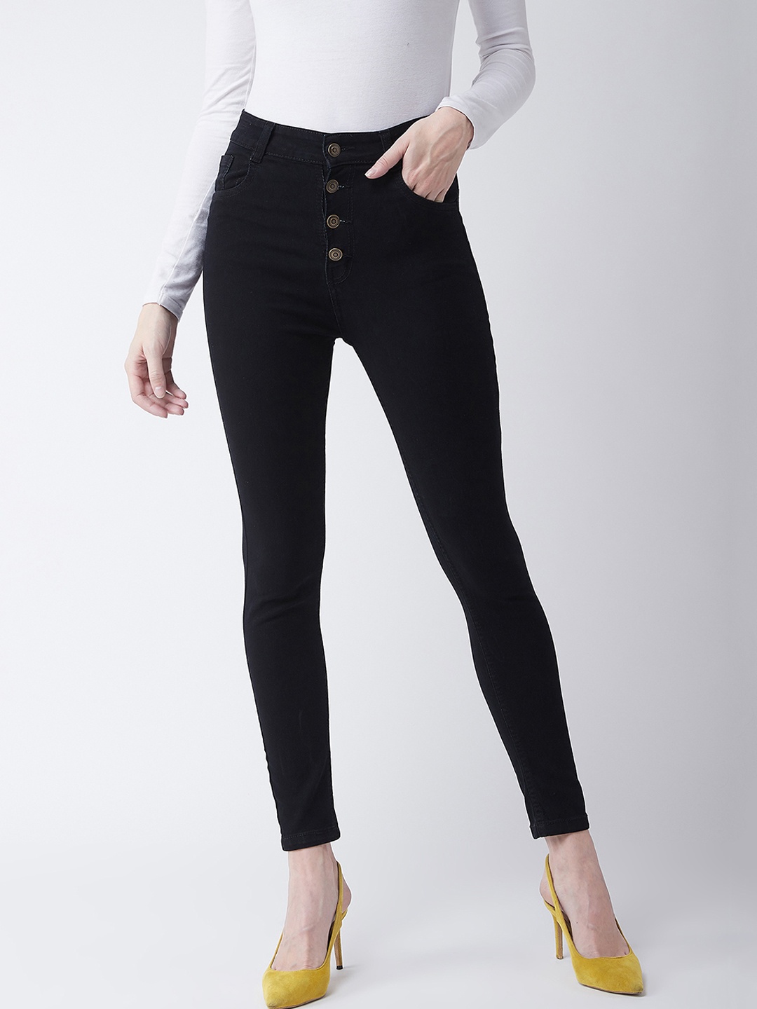 

Miss Chase Women Black Skinny Fit High-Rise Clean Look Jeans