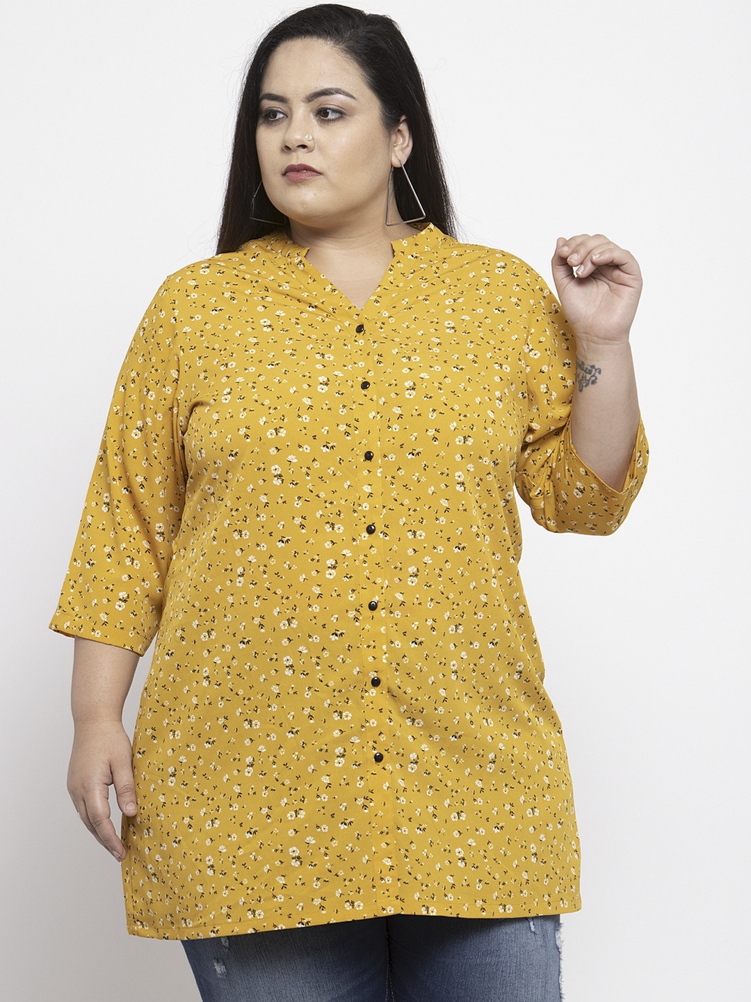 

plusS Women Yellow Printed Tunic