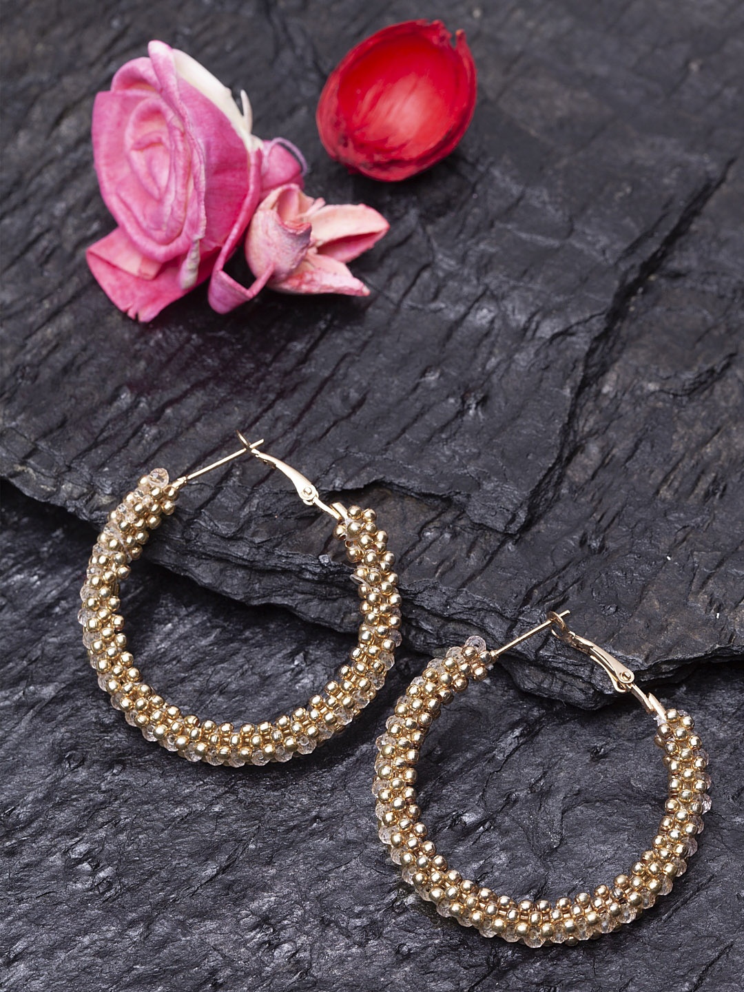 

Madame Gold-Toned Circular Handcrafted Hoop Earrings