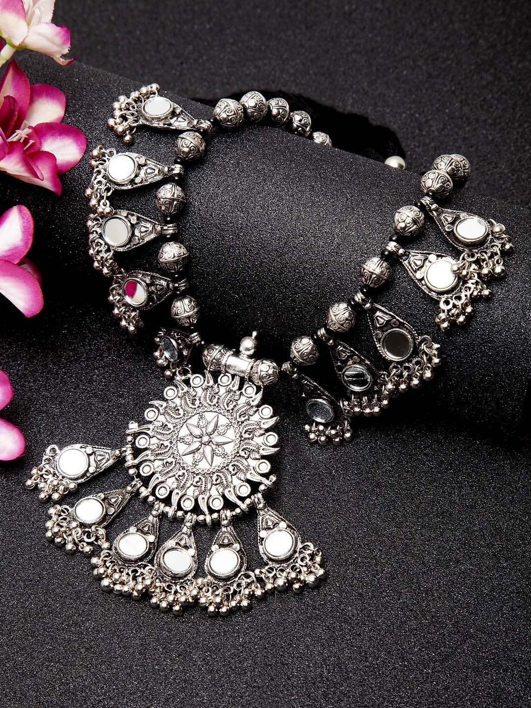

Moedbuille Silver Handcrafted Mirror Necklace
