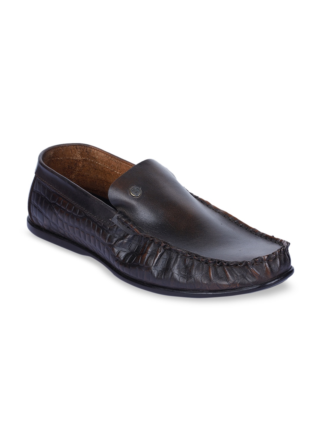 

Liberty Men Coffee Brown Textured Leather Loafers