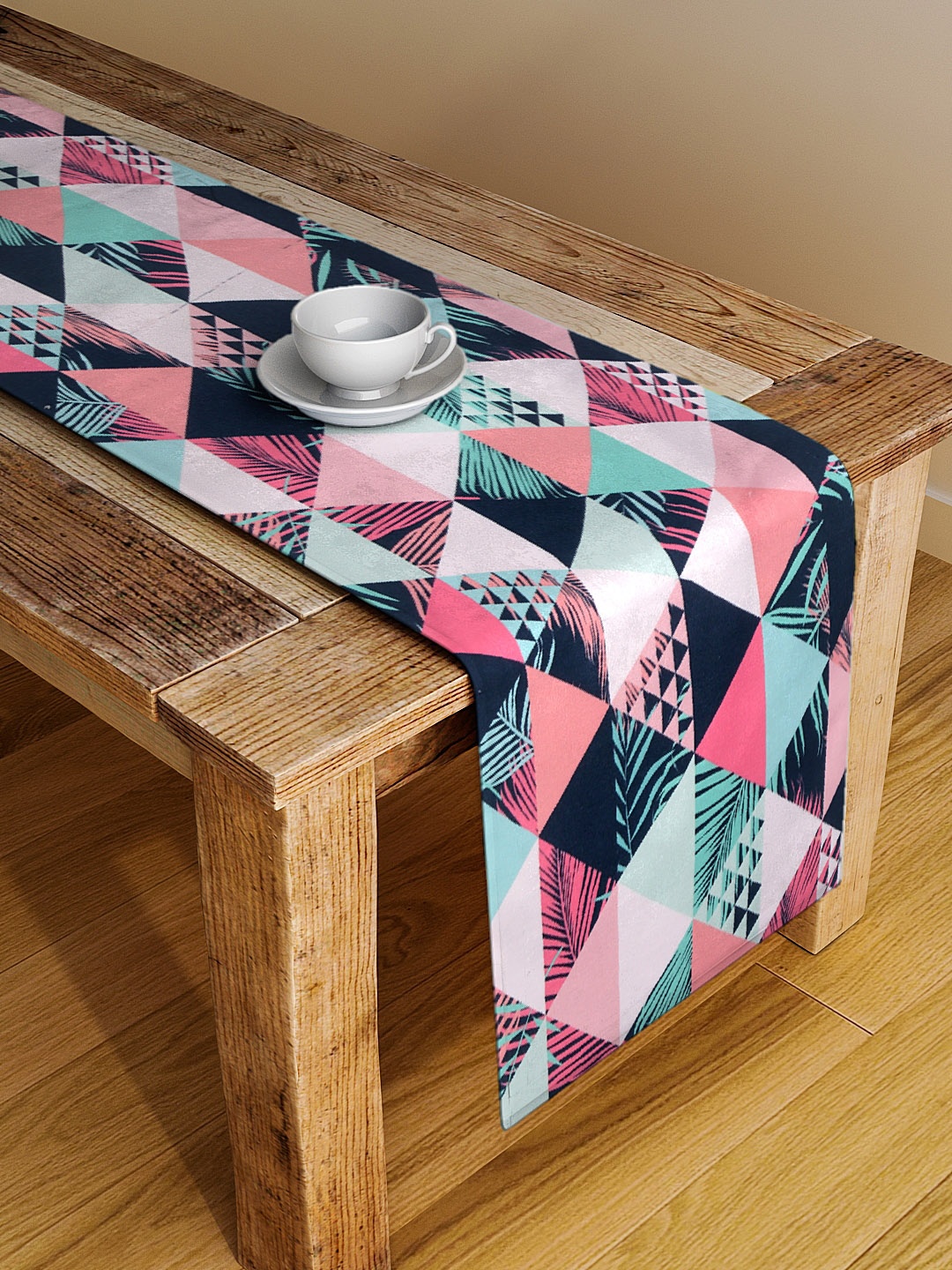 

Alina decor Pink & White Geometric Digital Printed Table Runner