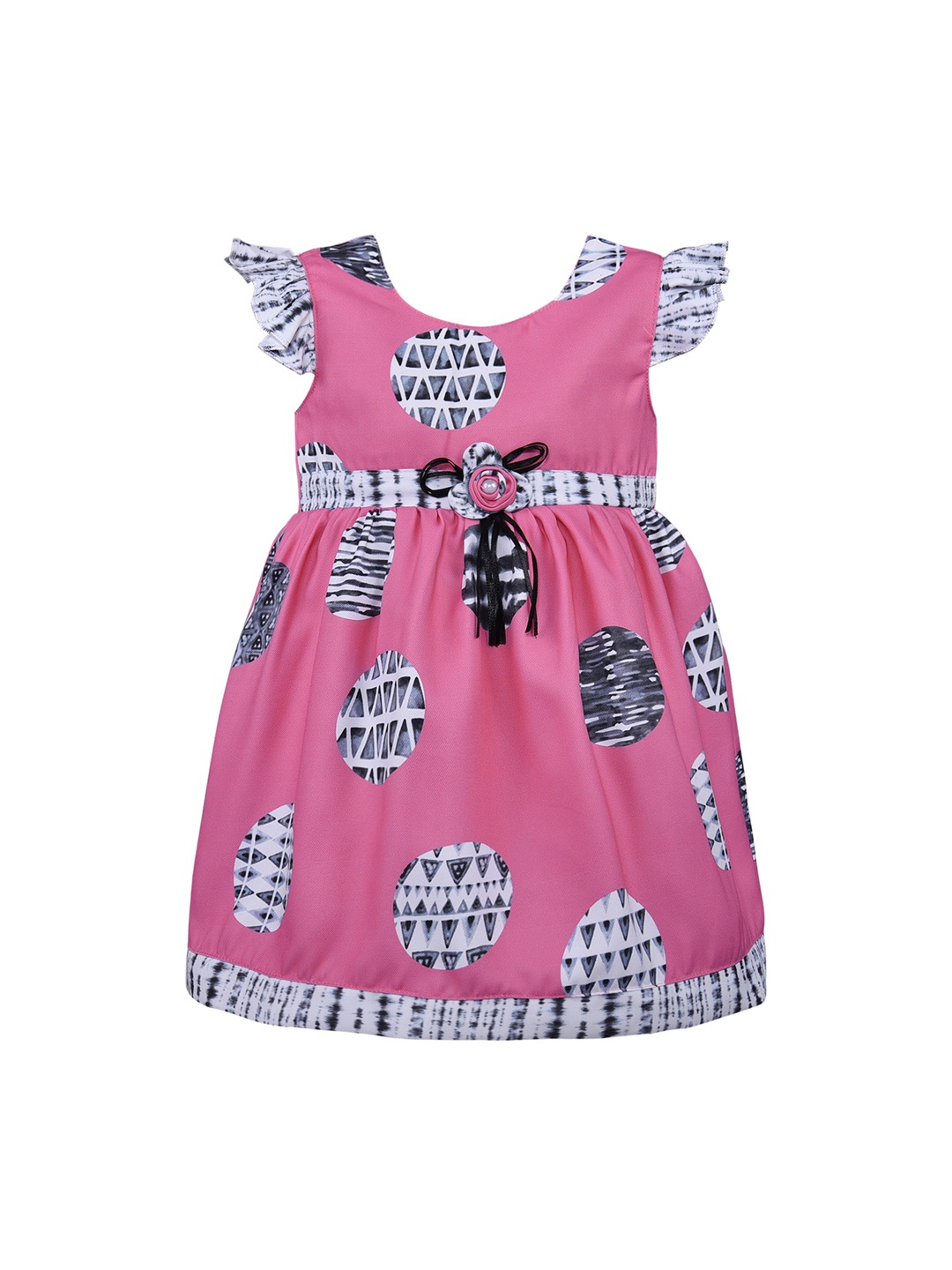 Wish Karo Girls Pink Printed Fit and Flare Dress