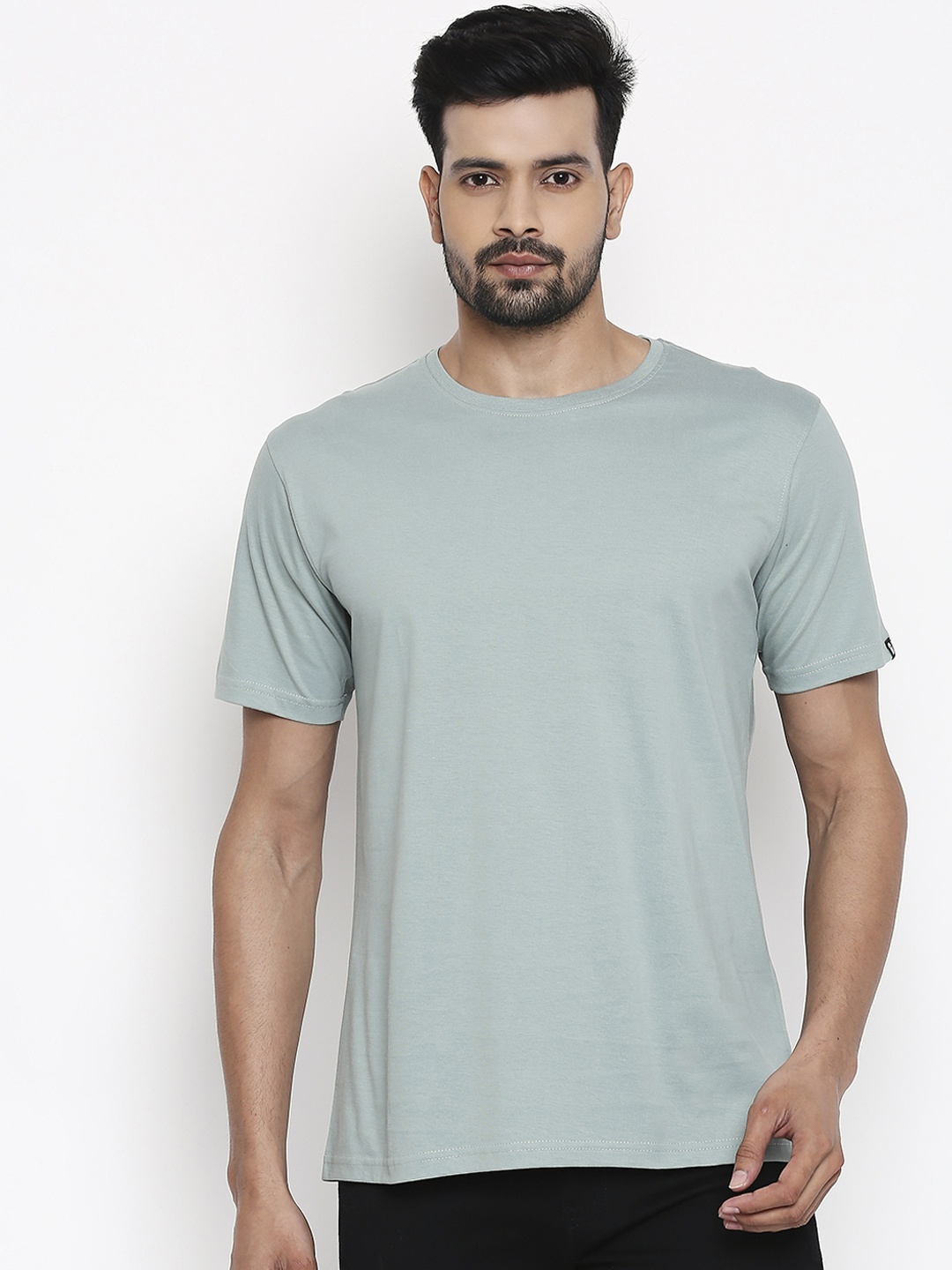 

The Souled Store Men Mint Green Solid Round Neck Pure Cotton T-shirt