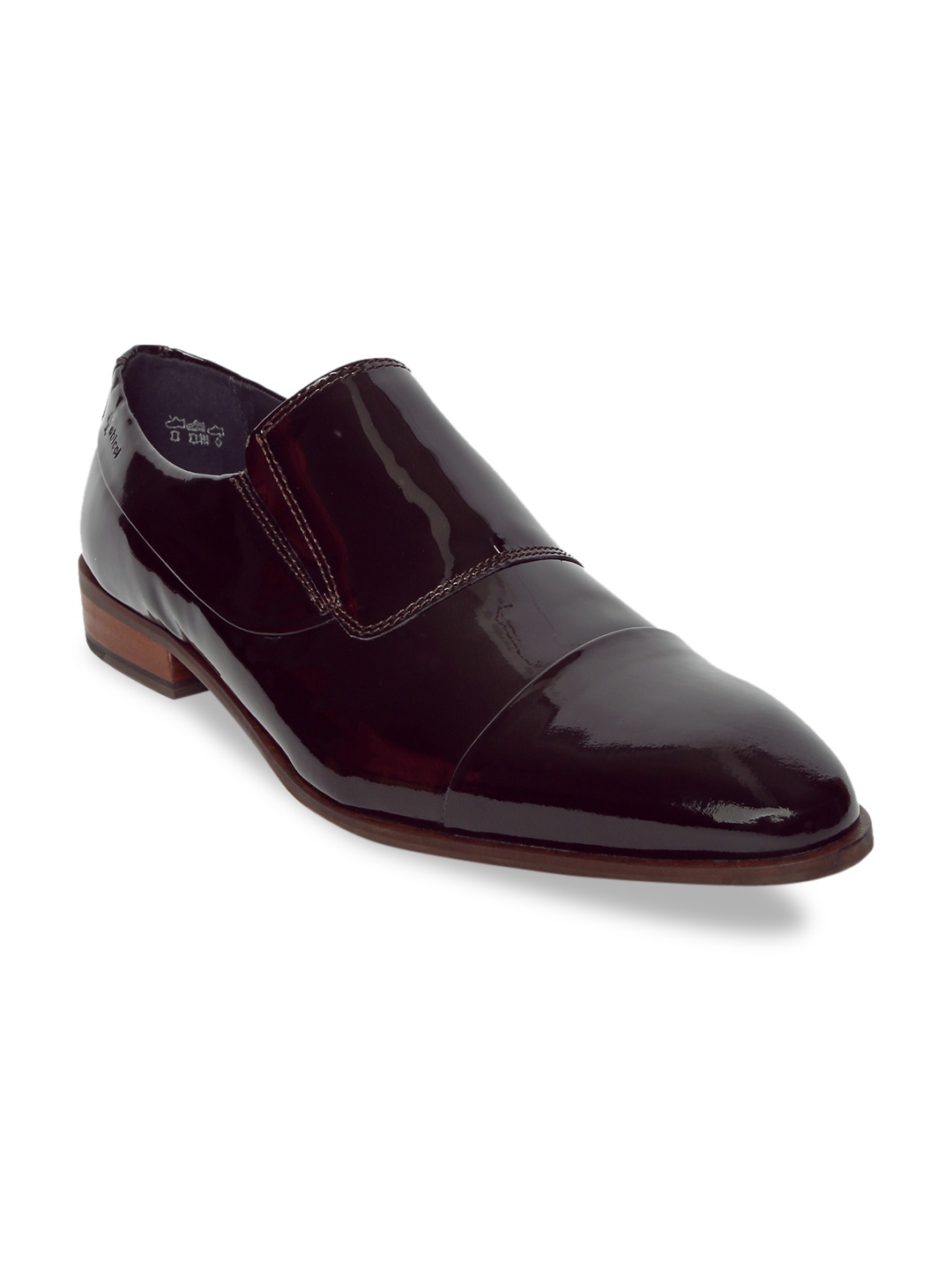 

GABICCI Men Burgundy Solid Leather Formal Slip-Ons