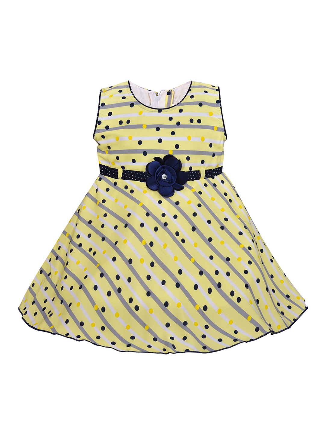 

Wish Karo Girls Yellow Printed Fit and Flare Dress