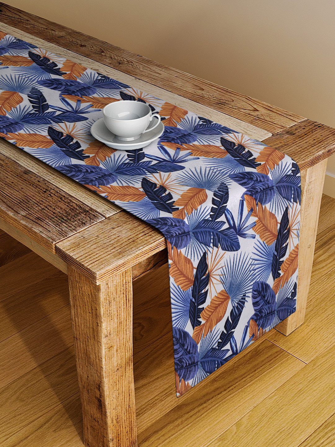 

Alina decor Blue & Yellow Floral Digital Printed Table Runner