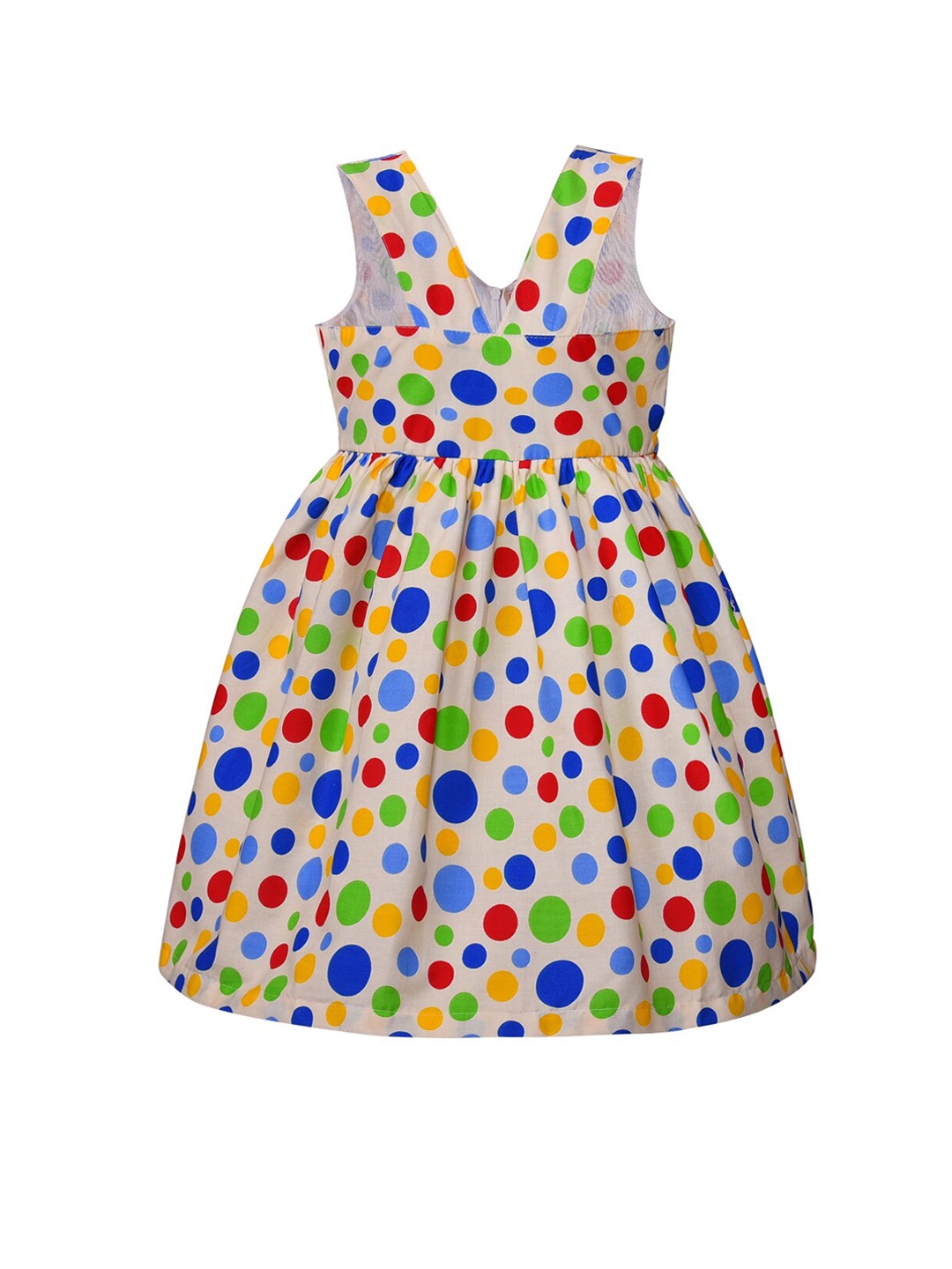 

Wish Karo Girls Multicoloured Polka Dot Print Fit and Flare Dress, Multi
