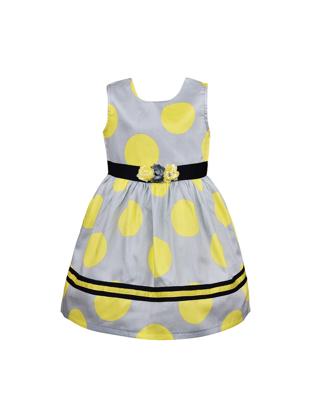 

Wish Karo Girls Yellow Printed Fit and Flare Dress