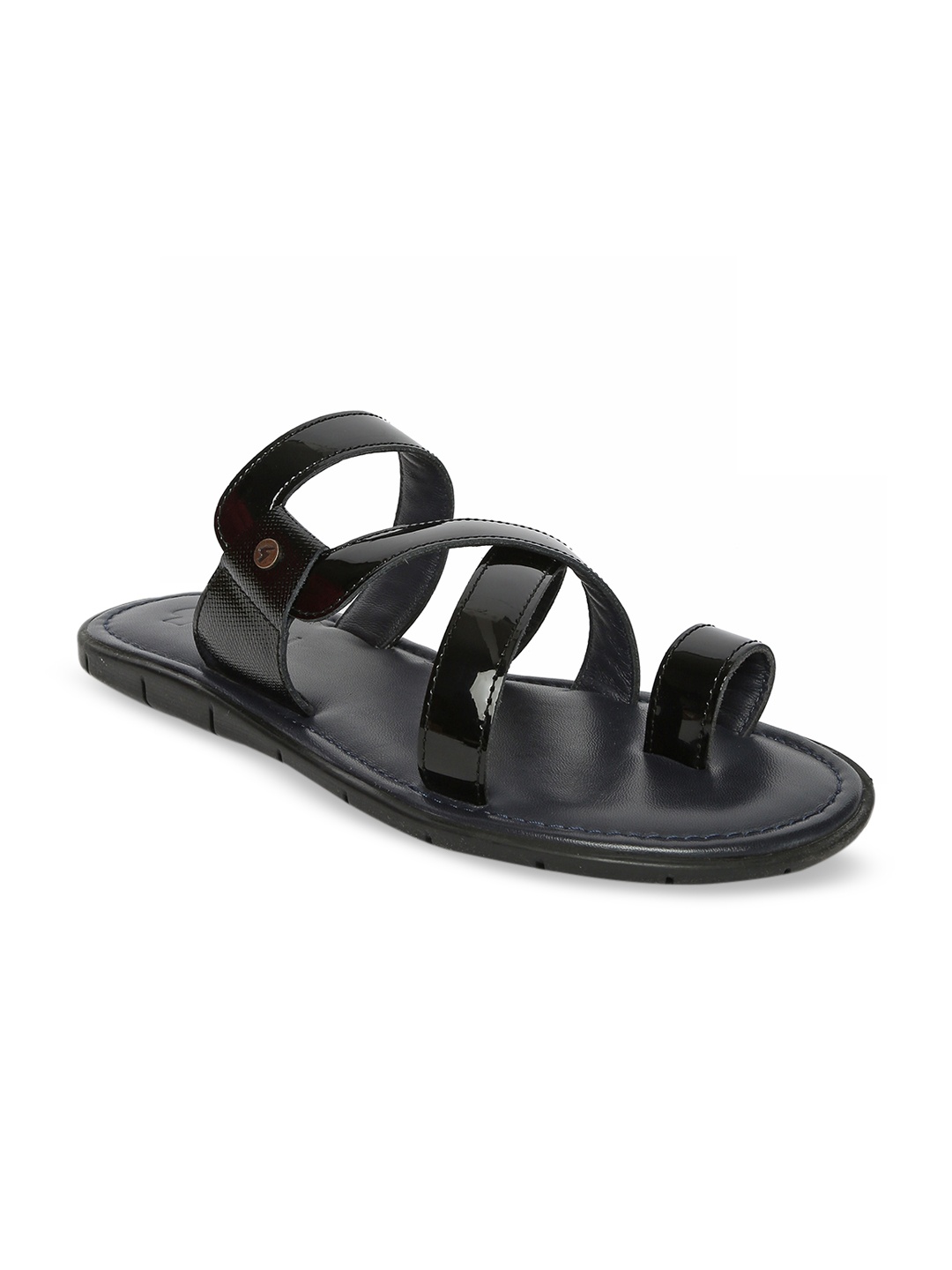 

GABICCI Men Black Solid Leather Comfort Sandals