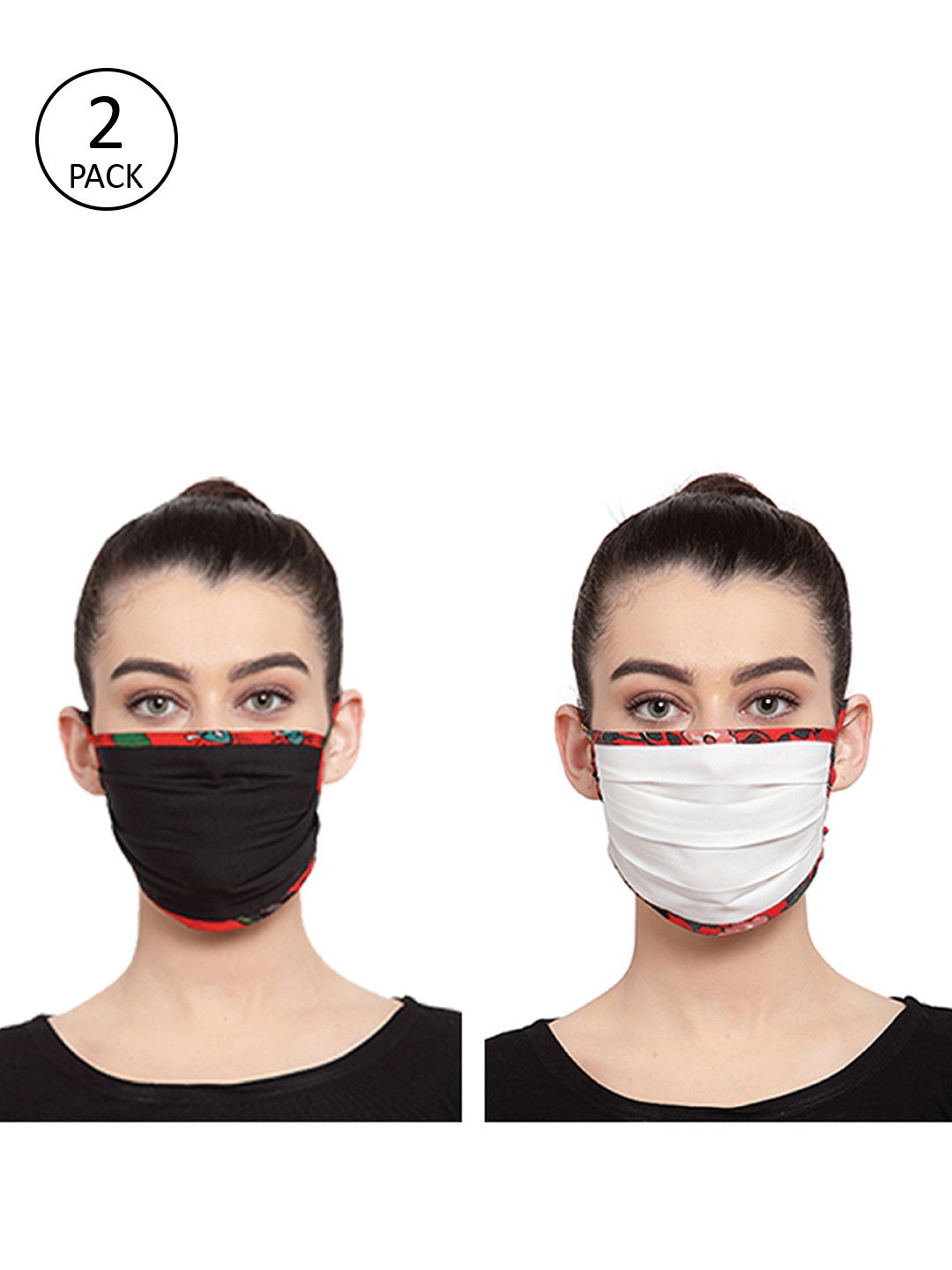 

Masaba Unisex 2 Pcs Solid 1-Ply Reusable Cloth Masks, Black