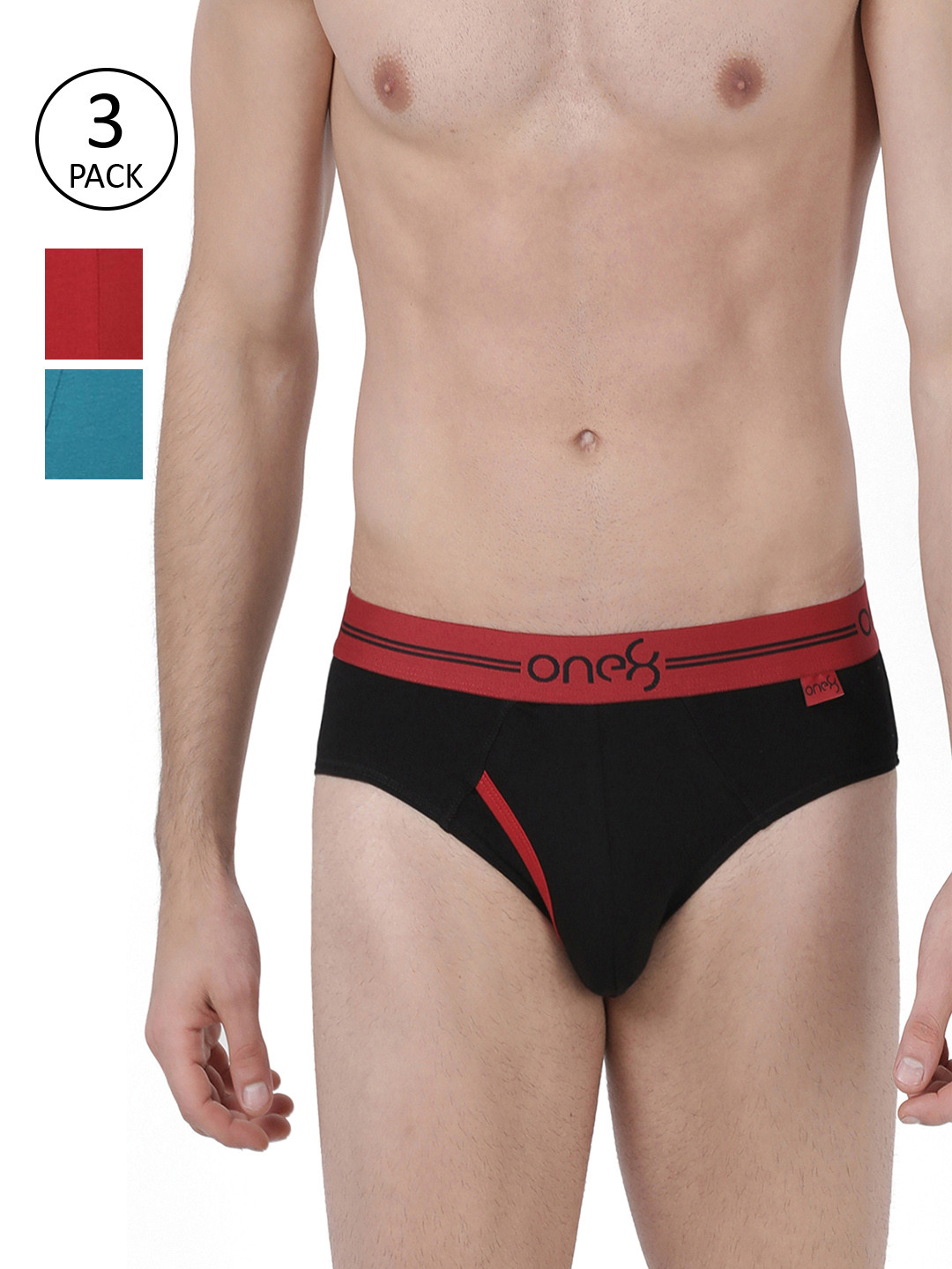 

one8 by Virat Kohli Men Pack Of 3 Solid Basic Premium Cotton Stretch Briefs 205-PO3, Black