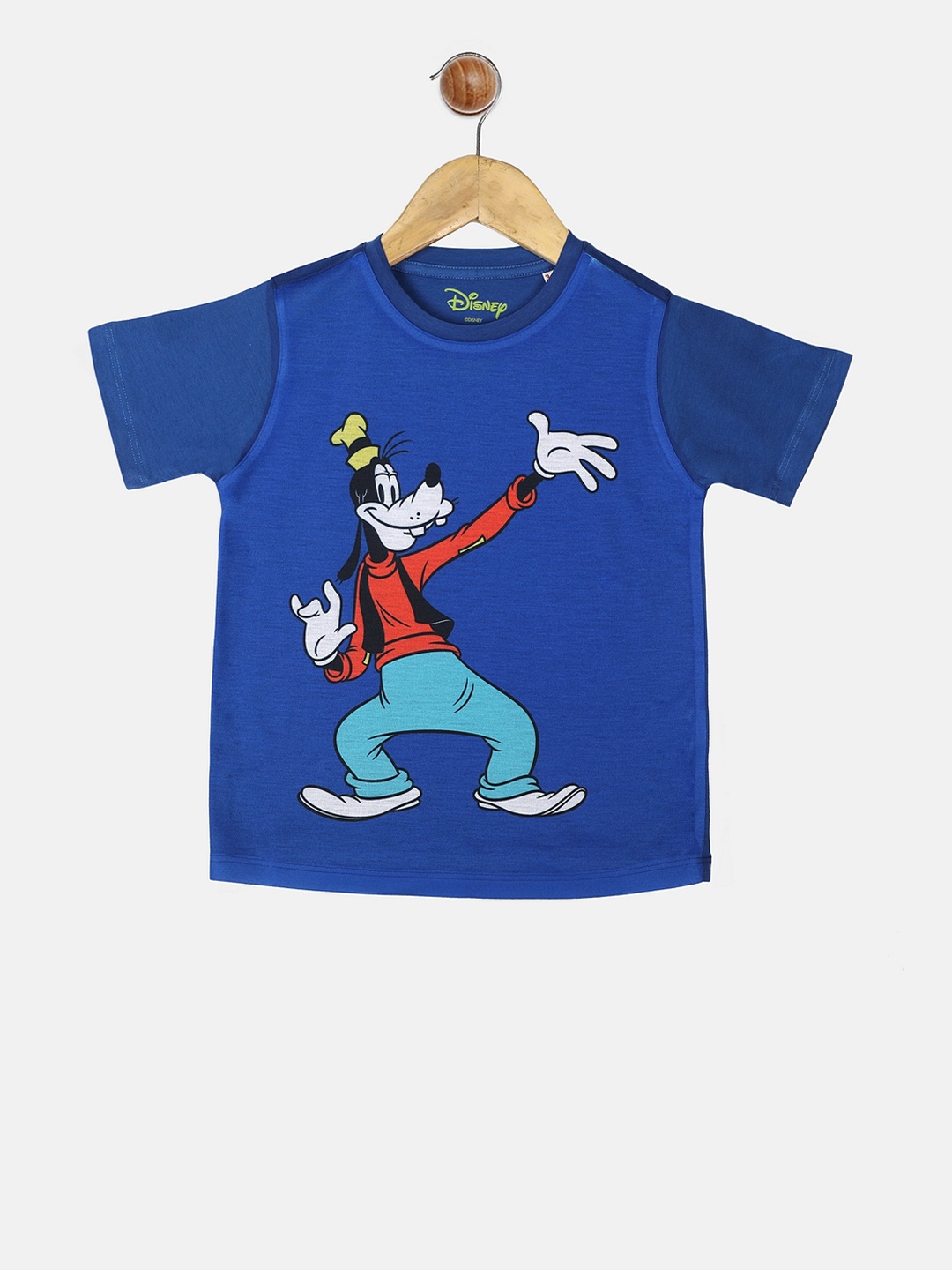 YK Disney Boys Blue Goofy Printed Round Neck T-shirt