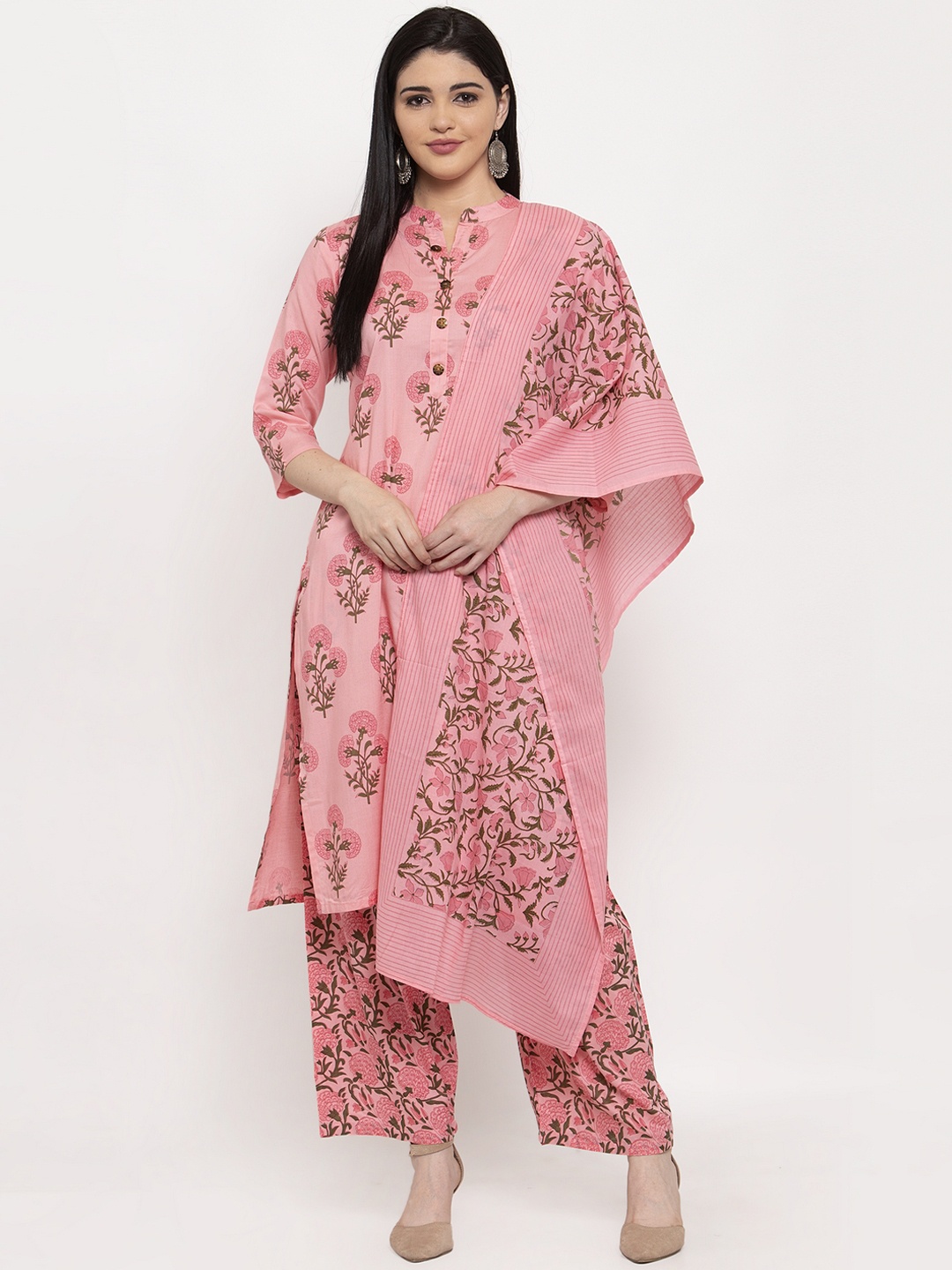 

ANAISA Women Pink Printed Kurta with Palazzos and Dupatta