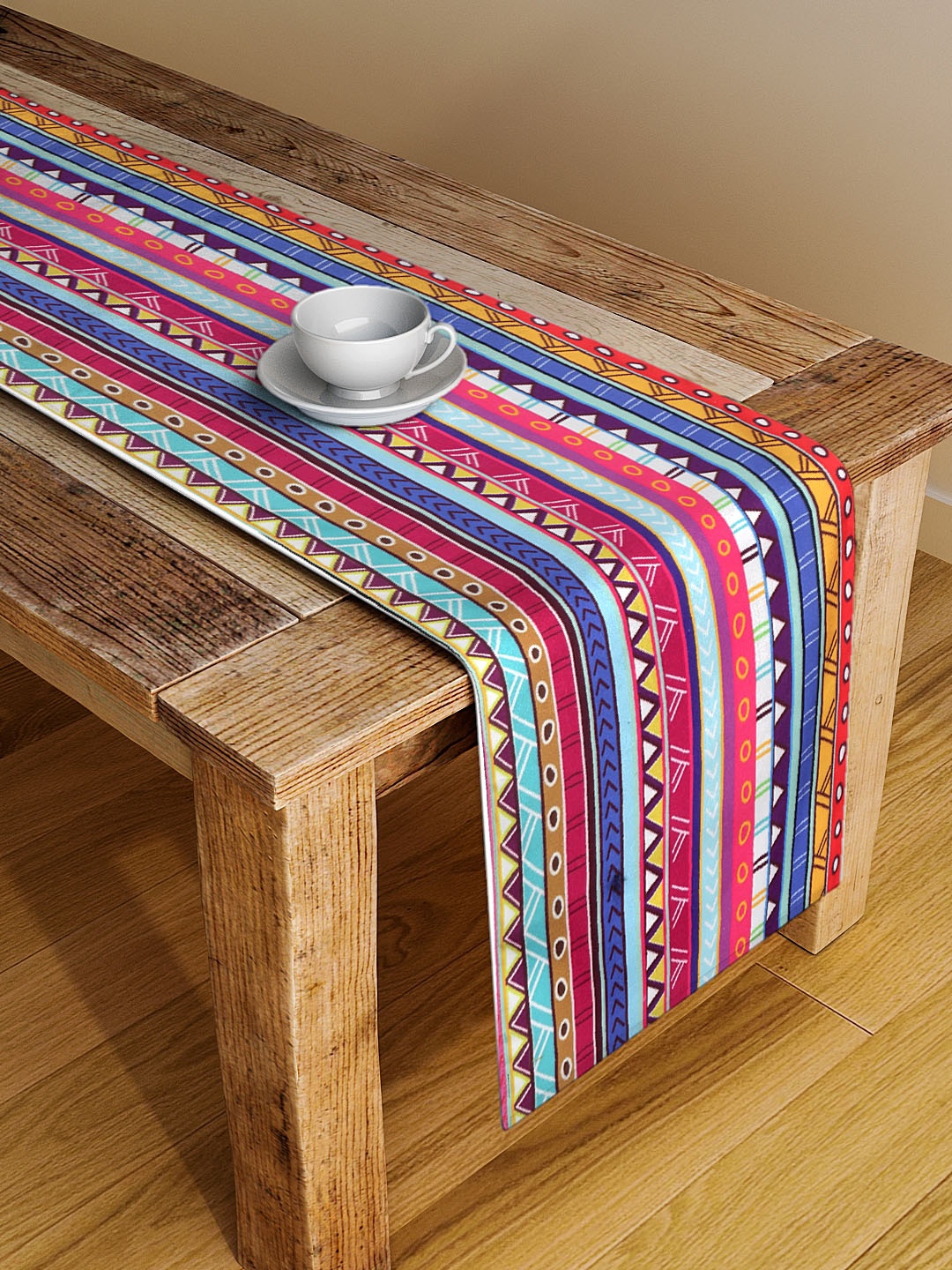 

Alina decor Blue & Pink Geometric Digital Printed Table Runner