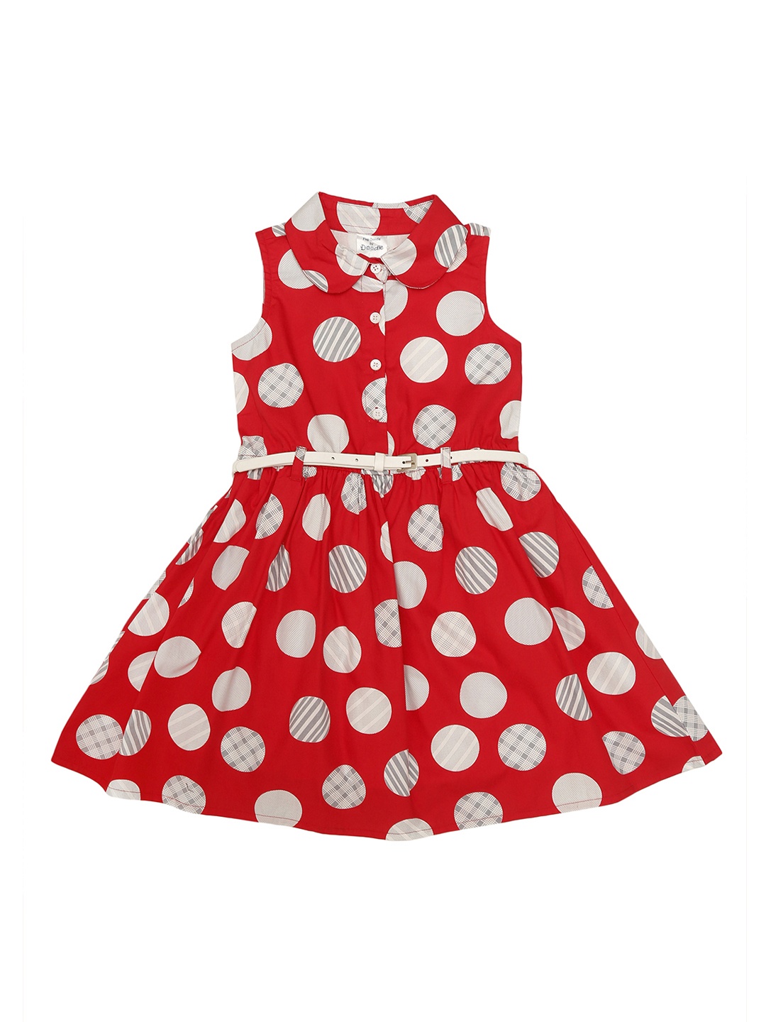 

Doodle Girls Red & White Polka Dots Printed Fit and Flare Dress