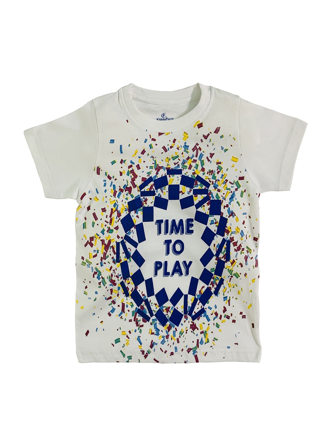 

KiddoPanti Boys Off-White Printed Round Neck T-shirt