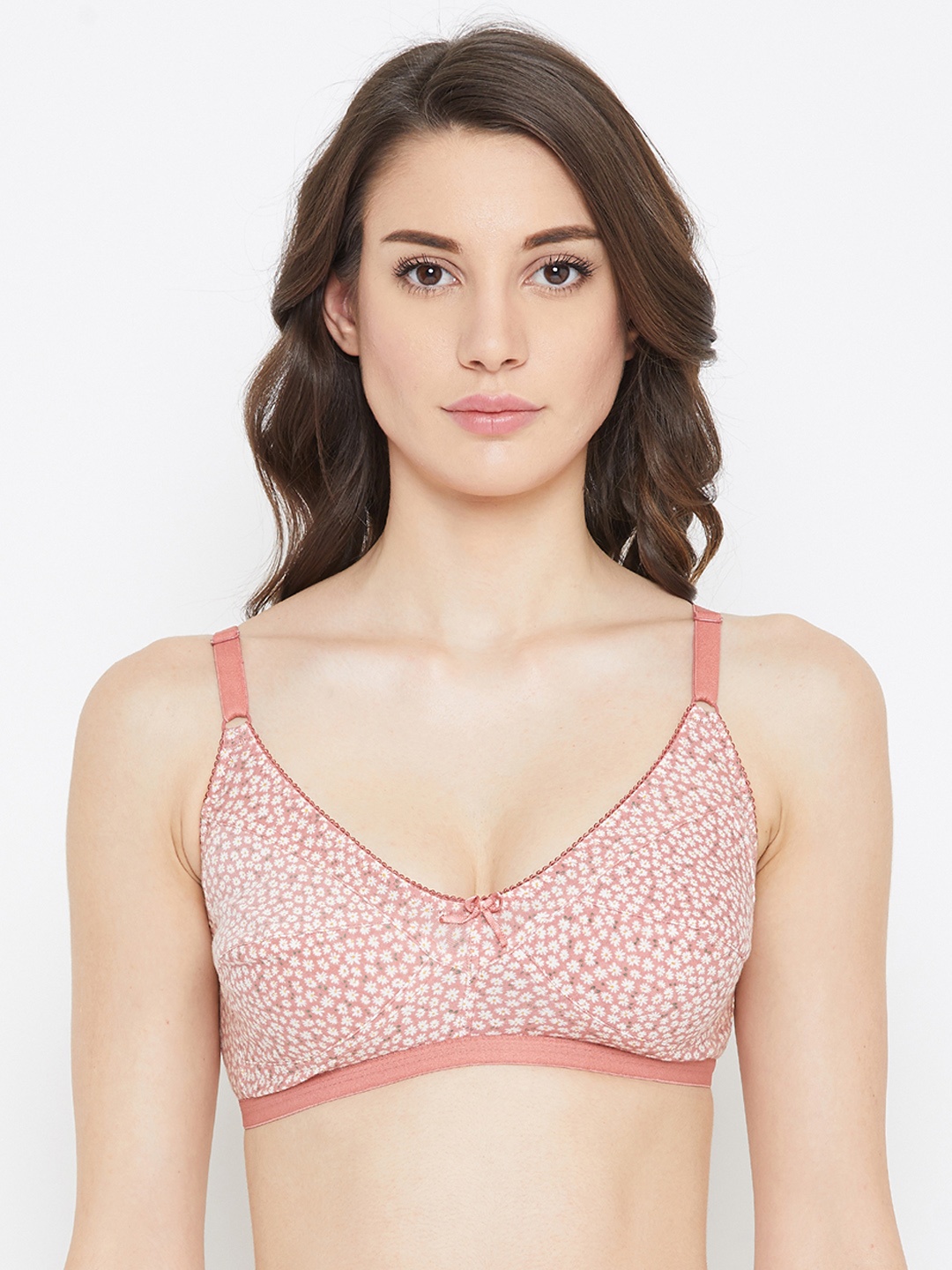 

Clovia Pink & White Printed Non-Wired Non Padded Everyday Bra BR0185T2232B