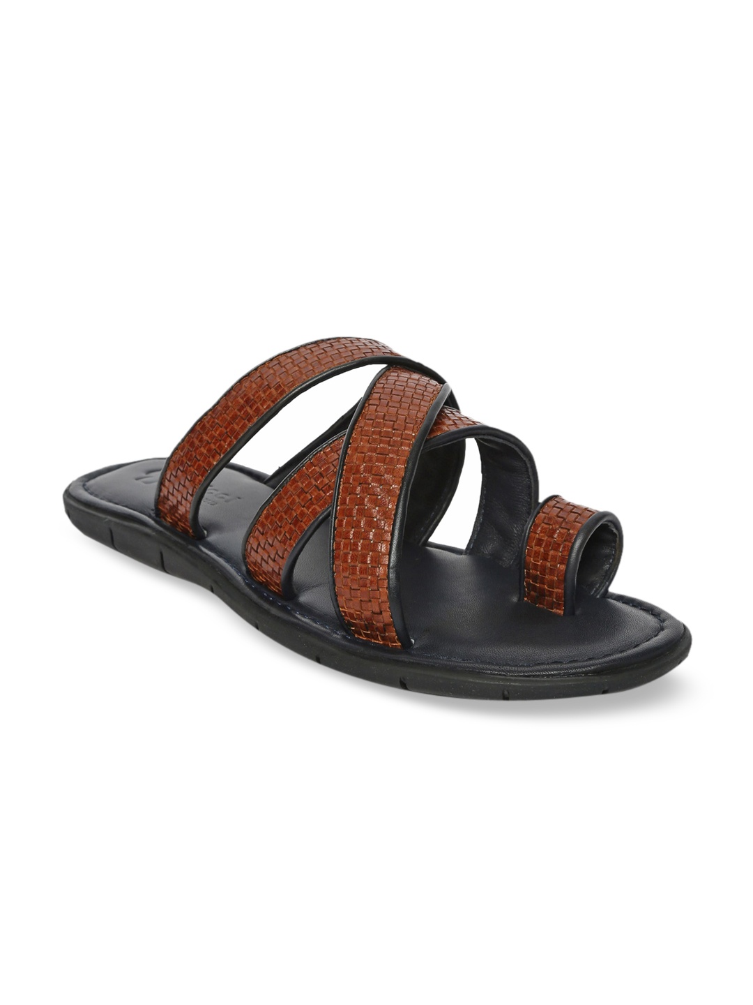 

GABICCI Men Tan Brown Leather Comfort Sandals