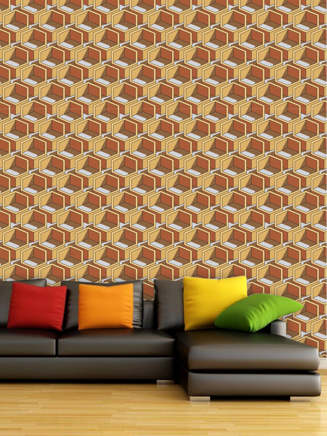 

PAPER PLANE DESIGN Yellow & Brown Abstract Waterproof Vinyl Wallpaper