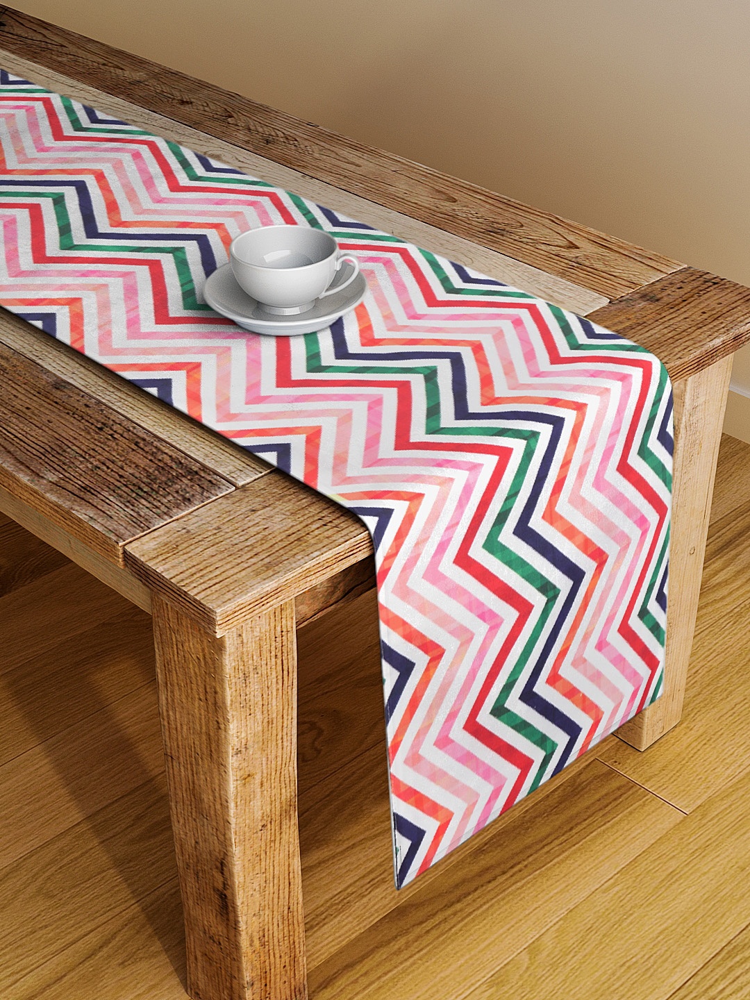 

Alina decor White & Red Geometric Digital Printed Table Runner