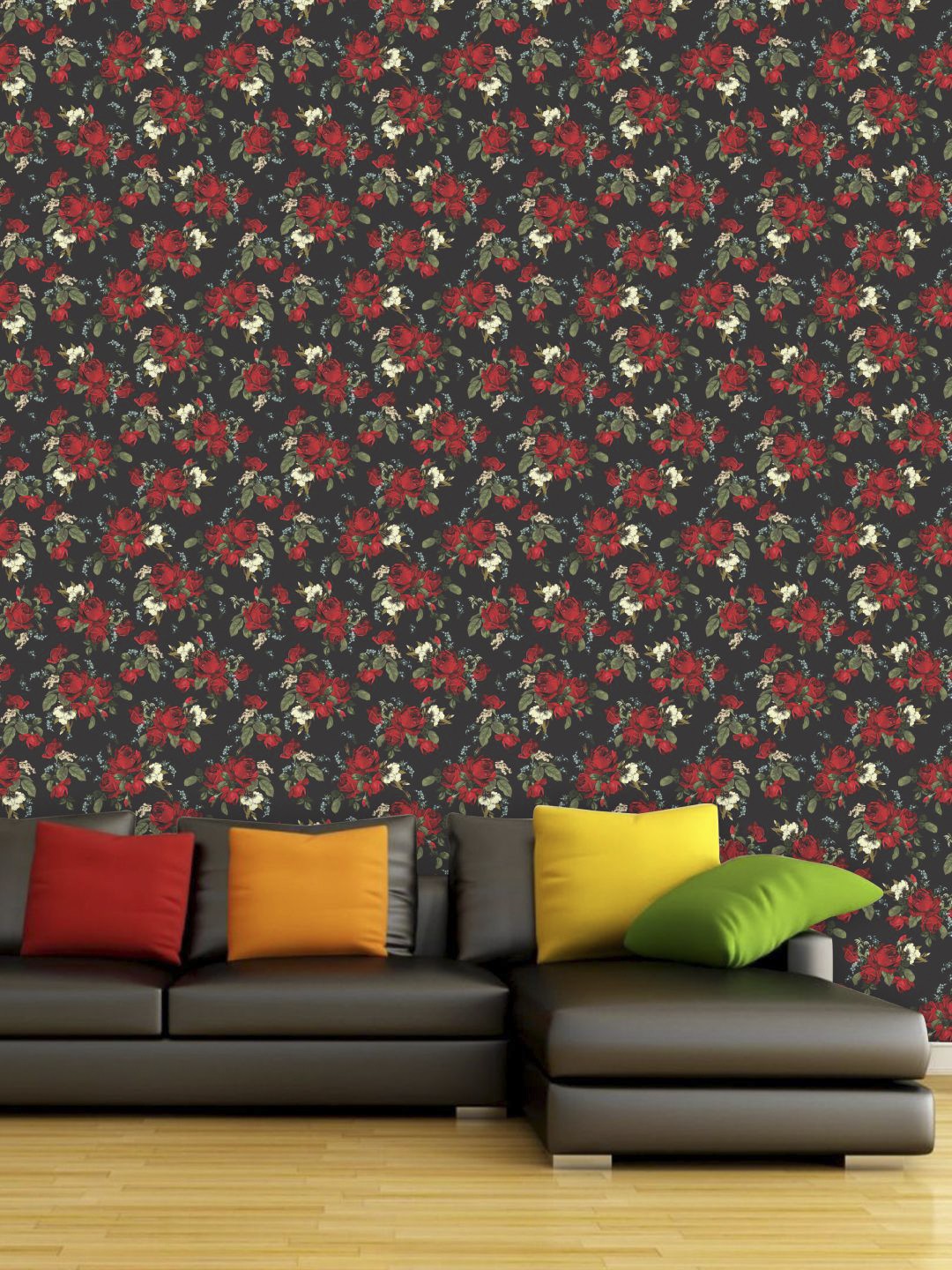 

PAPER PLANE DESIGN Black & Red Floral Waterproof Vinyl Wallpaper