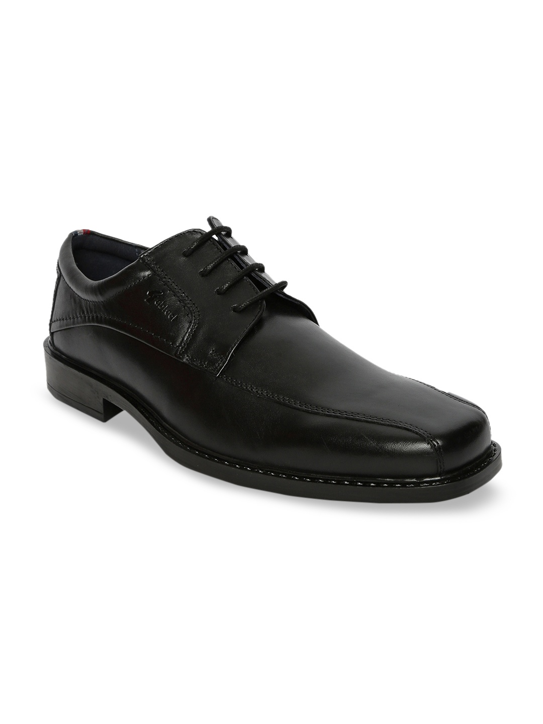 

GABICCI Men Black Solid Leather Joshua Tramline Formal Derbys