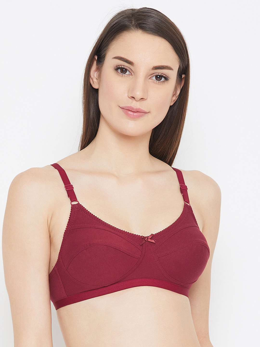 Clovia Maroon Solid Non-Wired Non Padded Everyday Bra BR0227X0942B