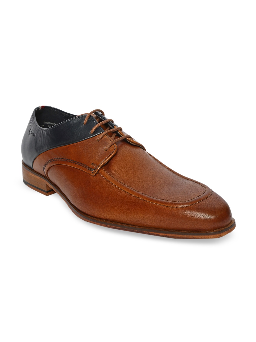 

GABICCI Men Tan Brown & Black Colourblocked Leather Formal Derbys