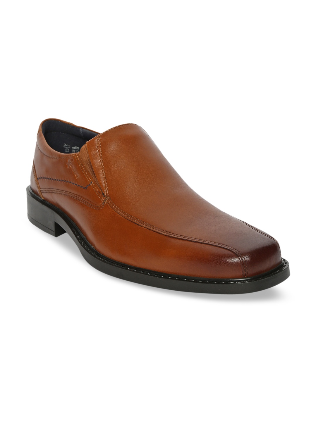 

GABICCI Men Tan Brown Solid Leather Joshua Tramline Formal Slip-Ons