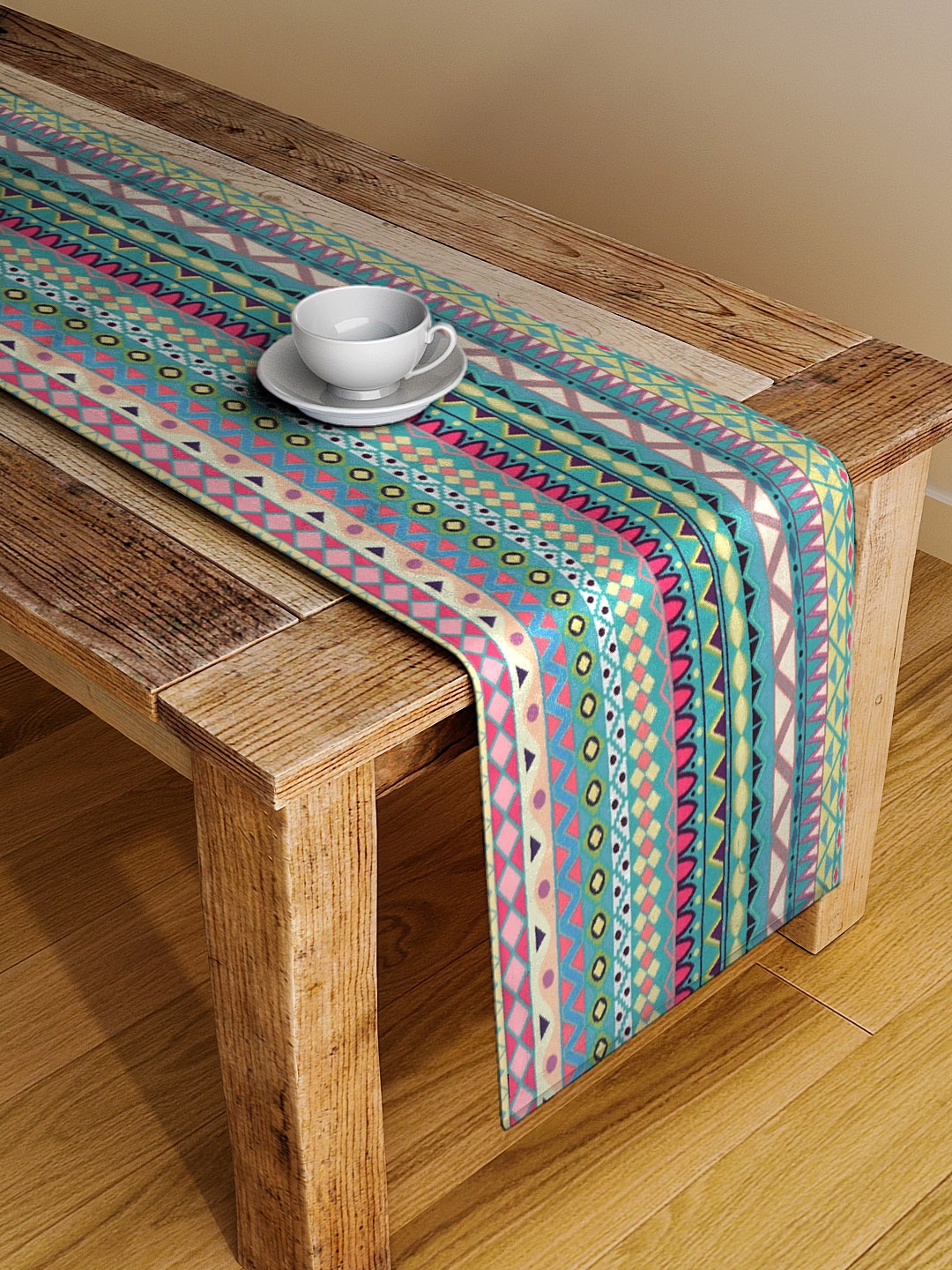 

Alina decor Green & Yellow Digital Printed Table Runner