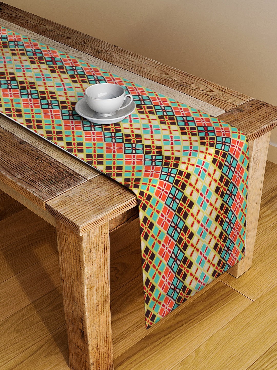 

Alina decor Blue & Red Geometric Digital Printed Table Runner