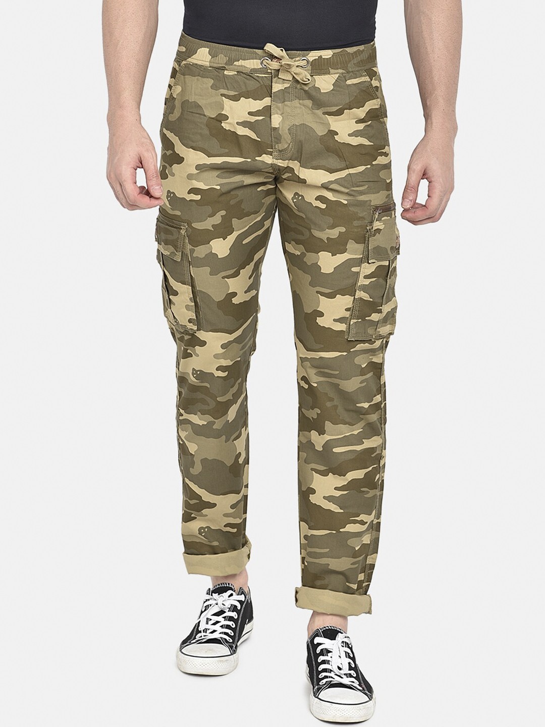 

beevee Men Khaki Regular Fit Printed Cargos