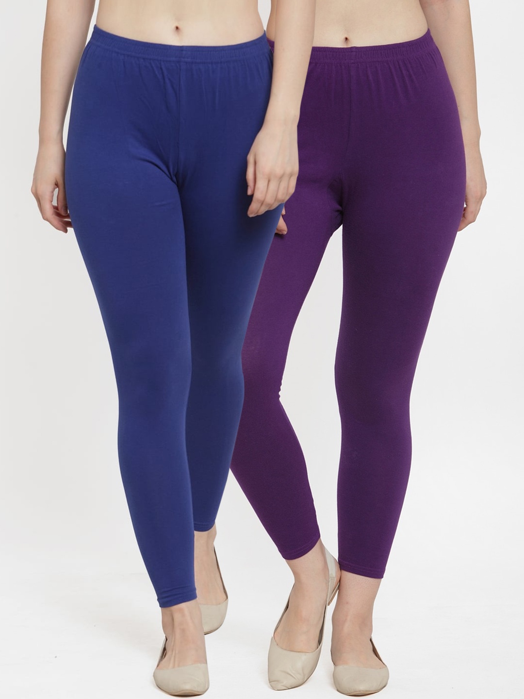 

GRACIT Women Pack Of 2 Solid Ankle-Length Leggings, Blue